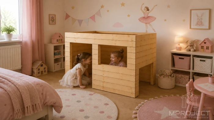 Drevená základňa, skrýša, domček do detskej izby