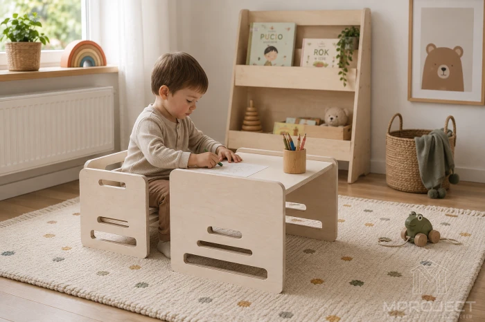 Drevený detský stôl v štýle Montessori